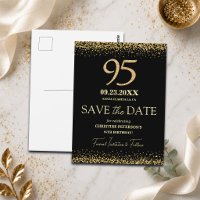 Black Gold Glitter 95th Birthday Save the Date