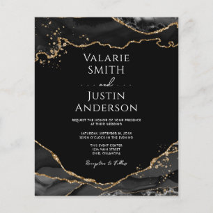 Black Gold Glitter Agate Wedding Invitation Flyer