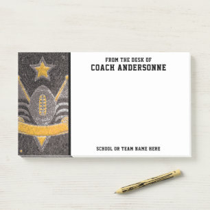 Black Gold Glitter American Football Coach Fathers Post-it Notes