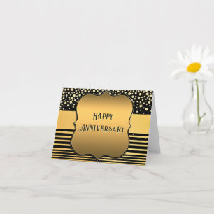 Black Gold Glitter Anniversary Card