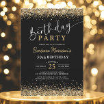 Black Gold Glitter Any Age 50th Birthday  Invitation<br><div class="desc">Make their 50th birthday shine with this Black Gold Glitter Any Age Birthday Invitation! Featuring a bold black background with dazzling faux gold glitter accents, this design is perfect for a chic and elegant celebration. Fully editable for any age, you can personalise the name, milestone, date, and event details. Whether...</div>