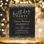 Black Gold Glitter Any Age 60th Birthday  Invitation<br><div class="desc">Celebrate a fabulous 60th in style with this Black Gold Glitter Birthday Invitation! Designed with a sleek black background and sparkling faux gold glitter accents, this invitation brings elegance and glam to any milestone celebration. Perfect for a 60th birthday — or any age — the design is fully editable so...</div>