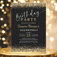 Black Gold Glitter Any Age Birthday 