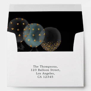 Black & Gold Glitter Balloon Envelope