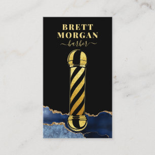 Black Gold Glitter Barber's Pole Barber Business Card