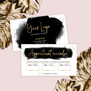 Black & Gold Glitter Beauty Appointment Card