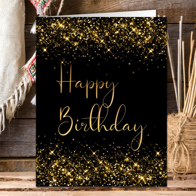 Black Gold Glitter Birthday Card (Creator Uploaded)