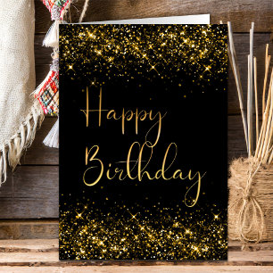 Black Gold Glitter Birthday Card