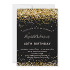 Black gold glitter birthday