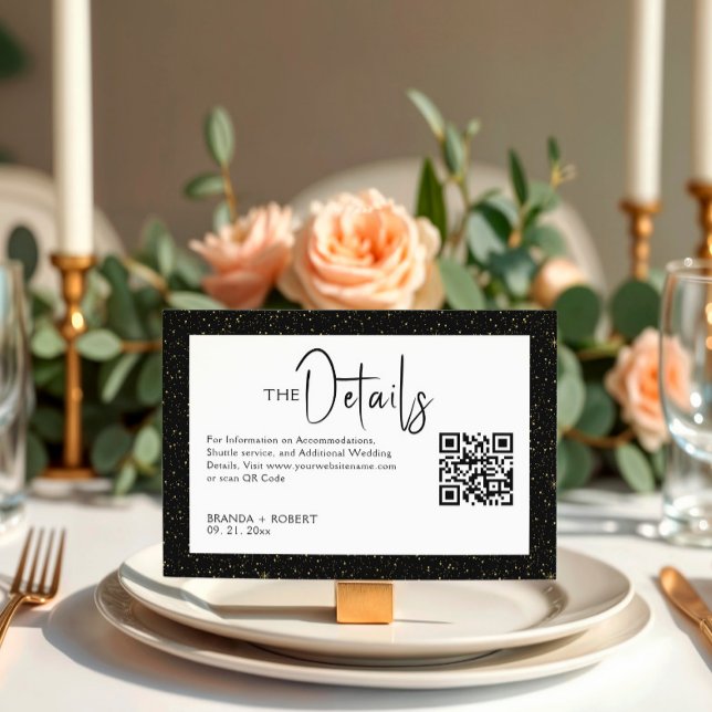 Black & Gold Glitter Black Script On White Invitation (Creator Uploaded)