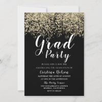 Black Gold Glitter Boy Girl Graduation Grad Party