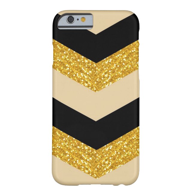 Black Gold Glitter Chevron iPhone 6 Case (Back)