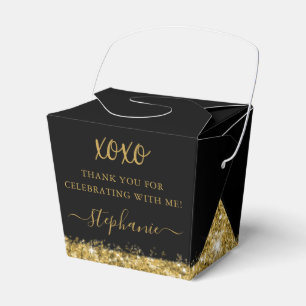 Black Gold Glitter Confetti Mini Takeout Favour Box
