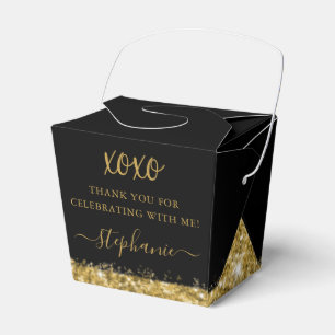 Black Gold Glitter Confetti Mini Takeout Favour Favour Box