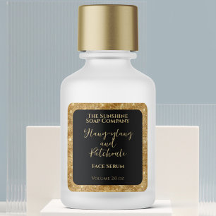 Black Gold Glitter Cosmetics Dropper Bottle Label