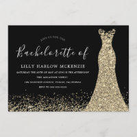 Black Gold Glitter Dress Bachelorette Party