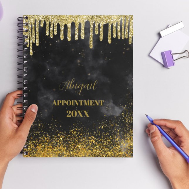 Black Gold Glitter Drips Blush Name 2025 Planner (Black Gold Glitter Drips Blush Name 2025 Planner)