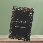 Black gold glitter dust favours sign<br><div class="desc">A black background colour. Decorated with faux gold glitter dust. With the text: Favours,  please take one!</div>