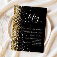 Black gold glitter elegant  birthday