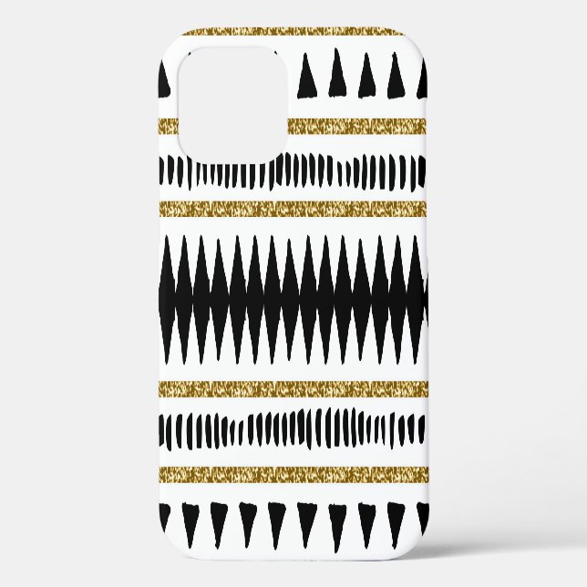 Black Gold Glitter Ethnic Pattern Case-Mate iPhone Case (Back)