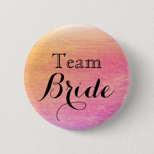 Black Gold Glitter Faux Foil Wedding Team Bride 6 Cm Round Badge