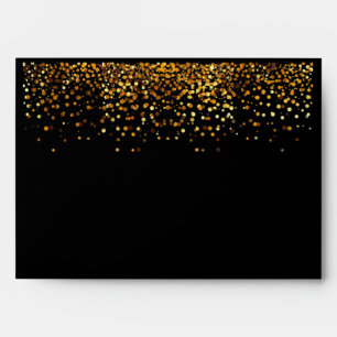 Black Gold Glitter Foil Confetti Elegant Sparkles Envelope