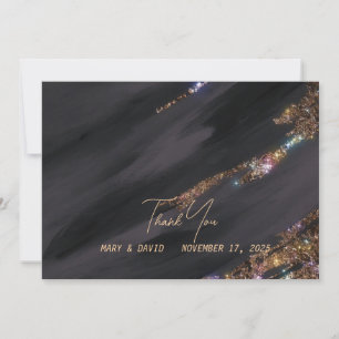 Black Gold Glitter Foil Thank You Card