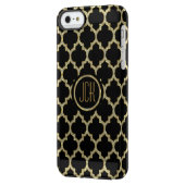 Black & Gold & Glitter Geometric Quatrefoil 2 Uncommon iPhone Case (Back Left)