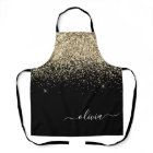 Black Gold Glitter Girly Monogram Name