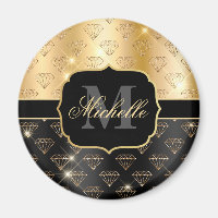 Black & Gold Glitter Glam Diamonds & Art Deco