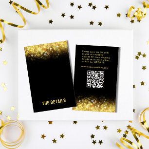 Black Gold Glitter Glam Modern Wedding Enclosure Card