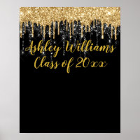 Black Gold Glitter Graduation Party New Graduate