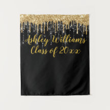 Black Gold Glitter Graduation Party Photo Booth