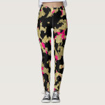 Black Gold Glitter Hot Pink Abstract Peeling Glam Leggings<br><div class="desc">Leggings</div>