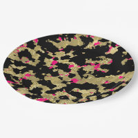 Black Gold Glitter Hot Pink Abstract Peeling Glam
