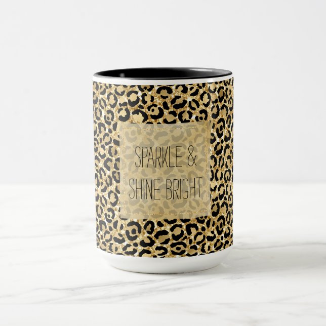 Black Gold Glitter Leopard Print    Mug (Center)