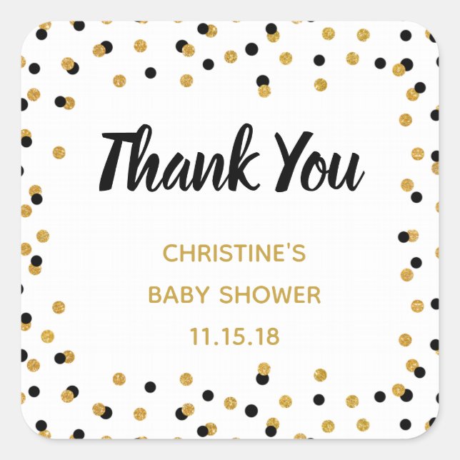 Black Gold Glitter Personalised Favour Tags (Front)