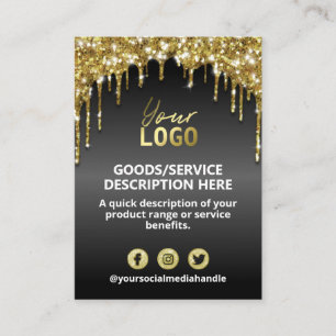 Black Gold Glitter Price Ingredients Product Range Business Card