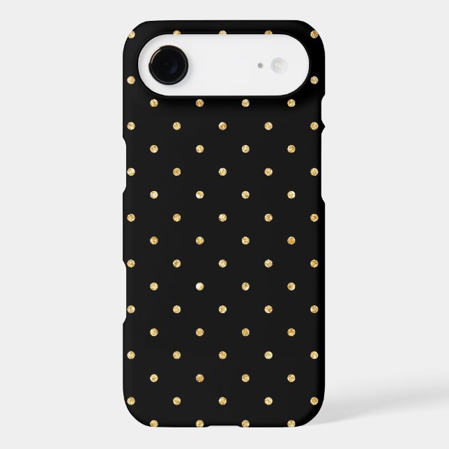 Black Gold Glitter Small Polka Dots Pattern Case-Mate iPhone Case (Back)