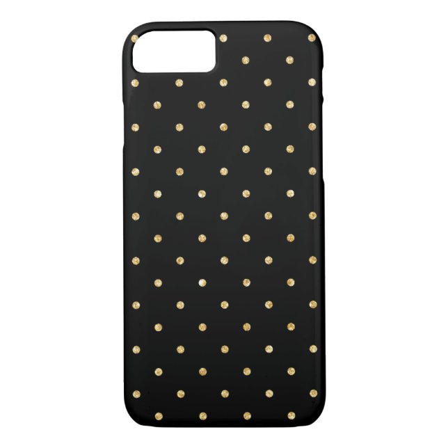 Black Gold Glitter Small Polka Dots Pattern Case-Mate iPhone Case (Back)