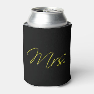Black Gold Glitter Sparkle Confetti Mrs. Can Cooler