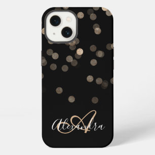 Black Gold Glitter Sparkles Name Monogram iPhone 13 Case