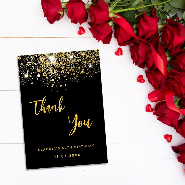 Black gold glitter thank you card (Creator Uploaded)