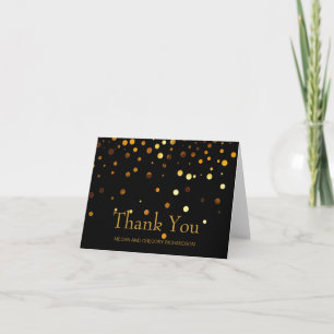 Black Gold Glitter Vintage Confetti Wedding Thank You Card