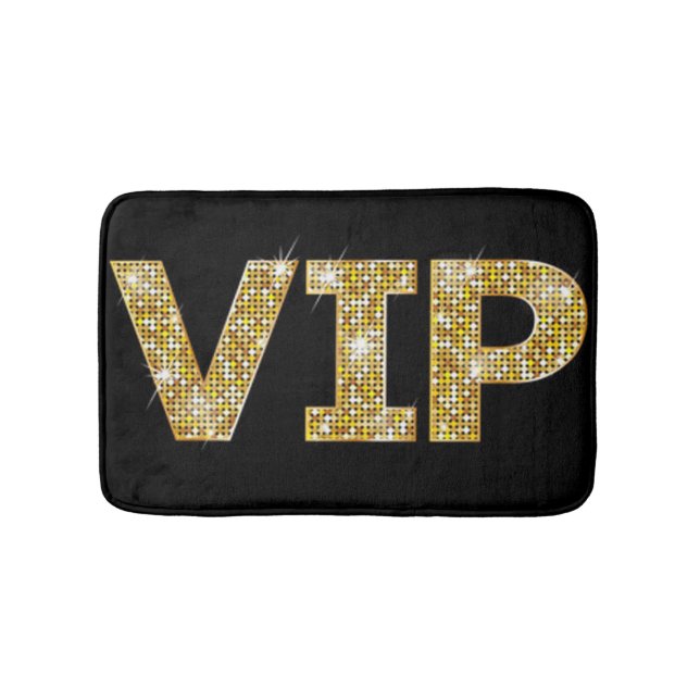Black & Gold Glitter VIP Bath Mat (Front)