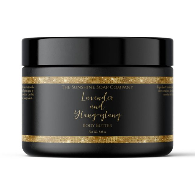 Black Gold Glitter Waterproof Cosmetics Jar Label (Creator Uploaded)