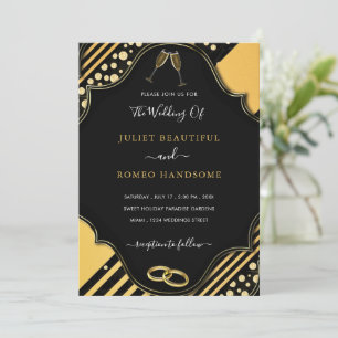 Black Gold Glitter Wedding Invitation Template