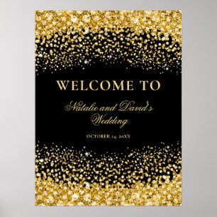 Black Gold Glitter Welcome Wedding Poster