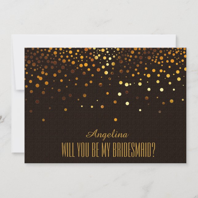 Black Gold Glitter Will you be my bridesmaid? Invitation (Front)