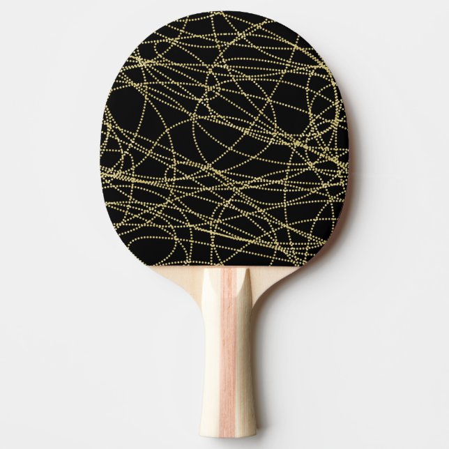 Black Gold Glitzy Abstract Christmas Ping Pong Paddle (Front)